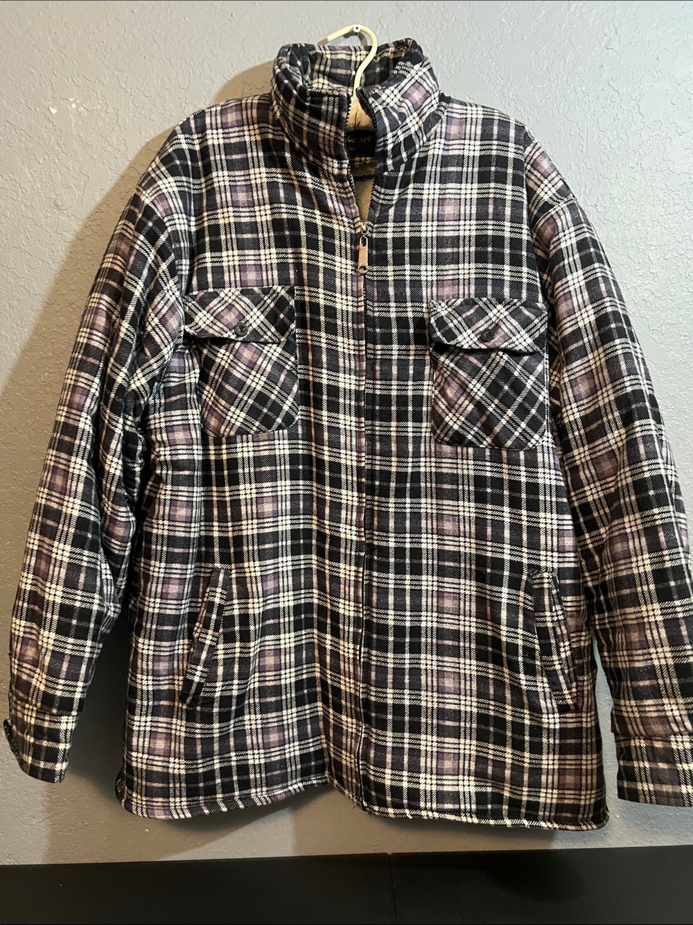 Plaid Zip-Front Men's Fleece-Lined Flannel